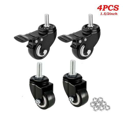 Ruedas giratorias de alta resistencia, eje roscado con carro de freno, muebles, M8/M10, 1,5 