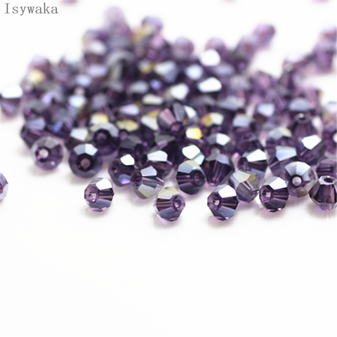 Isywaka venta Color AB púrpura 650 Uds 3mm Bicone perlas de cristal de Austria de perlas de cristal perlas de espaciador suelto grano para la fabricación de la joyería DIY ► Foto 1/1