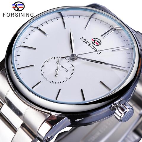 Forsining-relojes mecánicos automáticos para hombre, relojes clásicos para hombre, de lujo, de acero inoxidable, de negocios, a la moda ► Foto 1/6