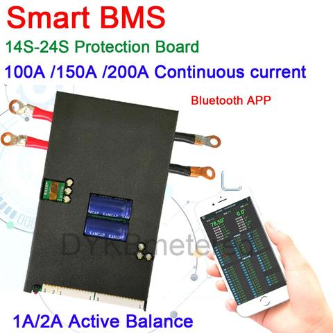 Tablero de protección Lifepo4 li-ion LTO, 14S- 24S 1A/2A, 100A, 150A, 200A, APP BMS con Bluetooth, batería de litio 16S, 20S ► Foto 1/6