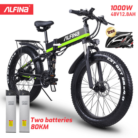 ALFINA-Bicicleta eléctrica de montaña, FX-01, 48V, 1000W, 40 km/h, neumático ancho 4,0, para playa ► Foto 1/6