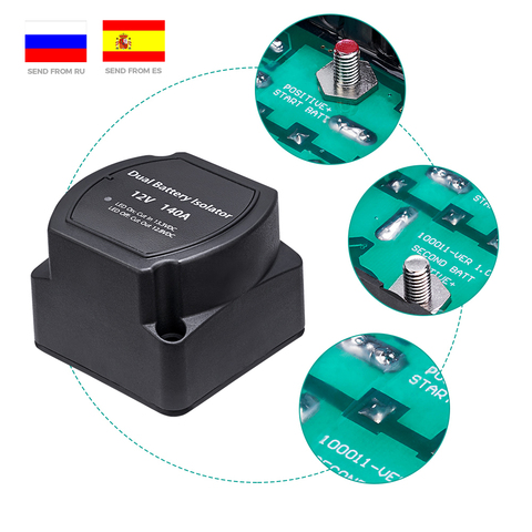 Aislador de batería ATV UTV para veleros pequeños, 12V, 140A, relé sensible a la tensión, VSR, carga automática para Polaris, Artic, autocaravana ► Foto 1/6