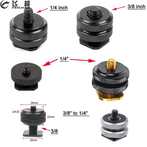 Solo Frío de doble tuerca para Cámara de Acción GoPro Hero, soporte de trípode para zapata para Flash, adaptador de tornillo para cámara DSLR, estudio fotográfico, 3/8, 1/4 ► Foto 1/6