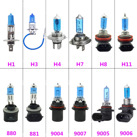 2 uds H7 H1 H3 H4 55W 12V 6000K bombilla halógena faro azul carcasa blanca lámpara de cristal de cuarzo bombillas faros para automóviles ► Foto 1/6