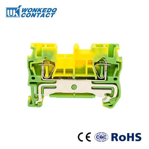 Bloques de terminales de carril Din conectores de ST-2.5PE, tipo de resorte de retorno, conexión a tierra, sin tornillo bloques de terminales, 10 Uds. ► Foto 1/6