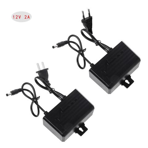 Fuente de alimentación AC DC cargador adaptador 12V 2A EU US enchufe impermeable exterior para Monitor CCTV CCD cámara de seguridad ► Foto 1/6