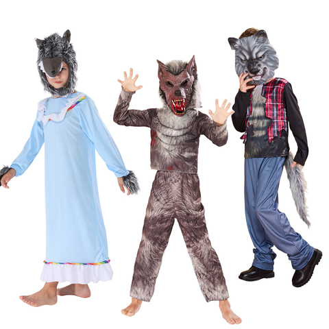 Snailify-Disfraz de lobo azul para niños, ropa de dormir de aullón en la Luna, Cosplay de Halloween ► Foto 1/6