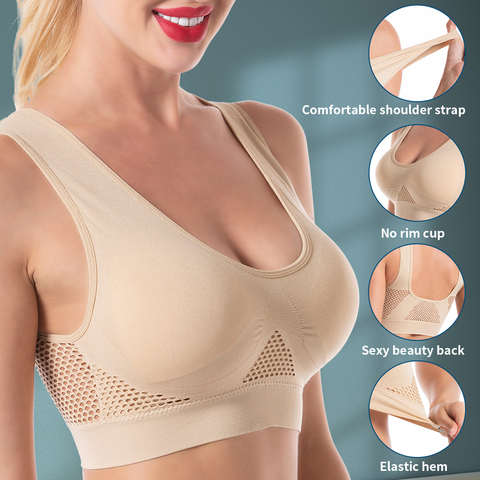 S-6XL sin costuras de talla grande para mujer, Sujetador deportivo, push up, sexy, lencería, sin aros ► Foto 1/6