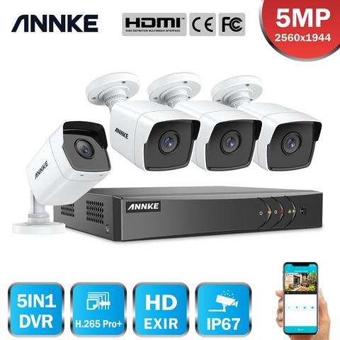 ANNKE-sistema de seguridad 5 en 1 para exteriores, 8 canales, 5MP Lite, H.265 + DVR, con 4 Uds., cámara bala HD de 5MP, impermeable, Kit CCTV de vigilancia ► Foto 1/6
