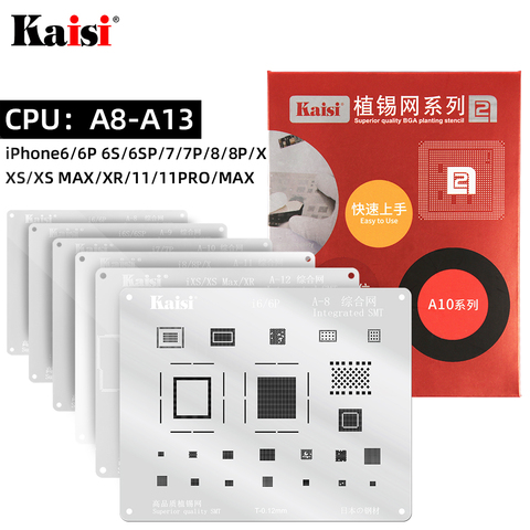 Kaisi 0,12mm BGA Reballing Stencil Kit de soldadura plantilla para iPhone IC CPU A8A9A10A11A12A13 11Pro/Max XS XR 8 8P 7P 6S 6P 5S ► Foto 1/6