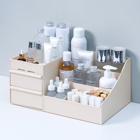 Organizador de maquillaje, caja de almacenamiento de cosméticos maquillaje, joyero, mesa, caja de almacenamiento de artículos diversos ► Foto 1/6