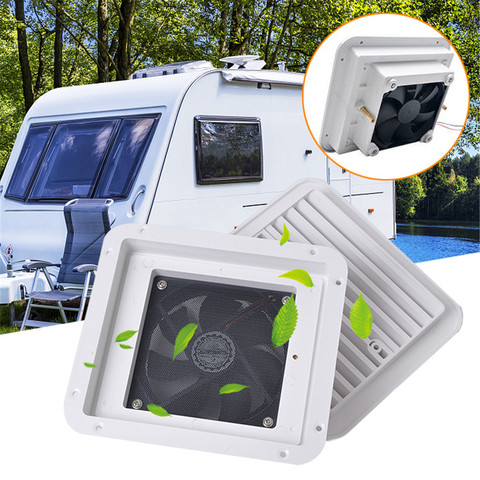 Ventilador de aire de 12V para caravana, Escape lateral de aire a prueba de polvo, accesorios para coche de viento fuerte/silencioso, color blanco ► Foto 1/6