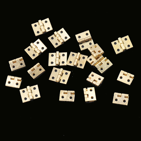 Bisagras de puerta de armario, minibisagra de latón plateado, decorativo pequeño, para joyería, caja de madera, accesorios de muebles de 8mm x 10mm, 20 Uds. ► Foto 1/6