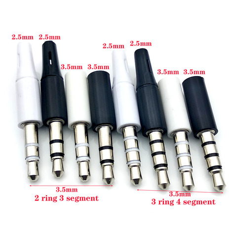 6 unids/lote tapón para auricular estéreo blanco y negro de 3,5mm 4 polos 3 polos 3,5 conector de Audio conector adaptador nuevo enchufe 2,5 ► Foto 1/6