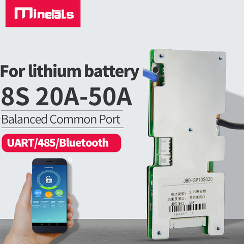 Placa de protección inteligente para ordenador, dispositivo con puerto común equilibrado, bluetooth, BMS, LiFePo4, 8S, 24V ► Foto 1/6