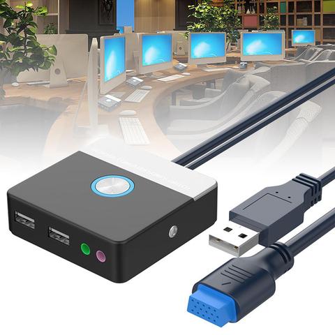 Hub con 4 puertos USB 3,0 de 20 pines para PC, montaje de Panel frontal con cable de Audio HD, conector de micrófono para auriculares de 3,5mm para disco de sobremesa ► Foto 1/6