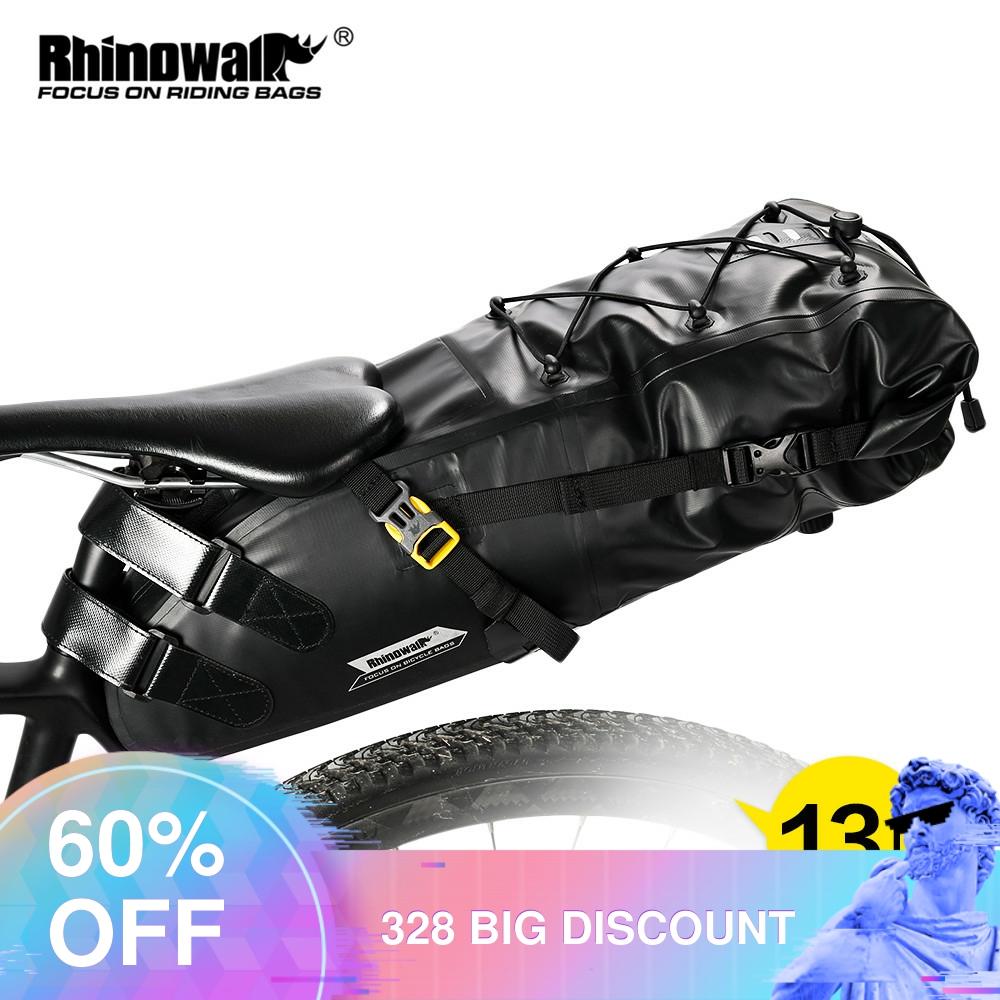 Rhinowalk-bolsa impermeable para SILLÍN de bicicleta, bolsa reflectante de gran capacidad, plegable, para ciclismo de montaña o maletero, color negro, 5-13L ► Foto 1/6