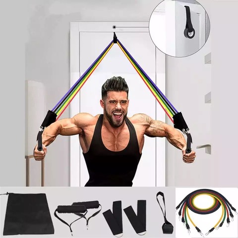 Bandas de resistencia para tirar de la cuerda, conjunto deportivo expansor para Yoga, ejercicio, Fitness, tubos de goma, banda elástica para entrenamiento en casa, gimnasio elástico de entrenamiento ► Foto 1/6