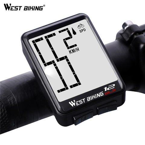 WEST BIKING, ordenador inalámbrico para bicicleta, velocímetro Digital grande, odómetro a prueba de lluvia, accesorios para bicicleta, retroiluminación, cronómetro de ciclismo ► Foto 1/6