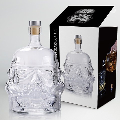 1 piezas Storm Trooper jarra Star Wars blanco soldado jarra de vidrio botella de licor de boro alto botella de vidrio botella de vino de B 650 ml ► Foto 1/6