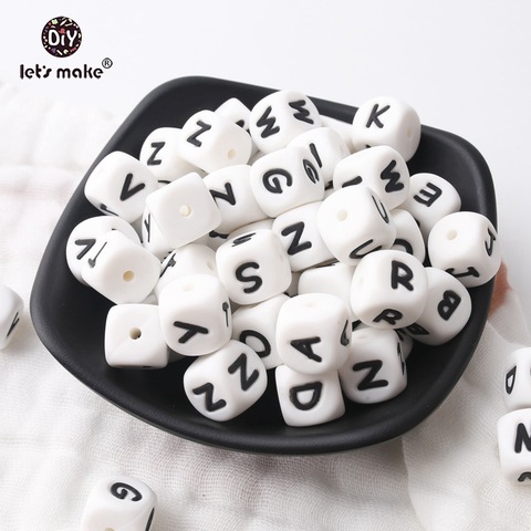 Let's Make-Cuentas de silicona de letras del alfabeto, sin BPA, de silicona, bricolaje, dentición para el bebé, 10mm, 10 uds. ► Foto 1/6