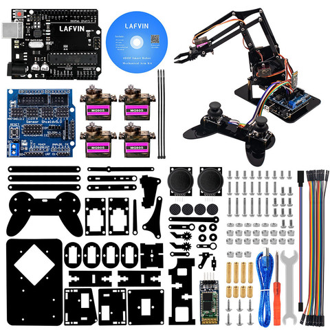 LAFVIN-Kit de garra de brazo mecánico para Robot de juguete acrílico, 4DOF, para Arduino UNO R3, Kit de aprendizaje DIY con CD Tutorial, nuevo ► Foto 1/6