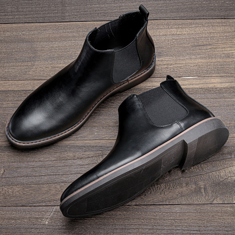 40-46 de los hombres botas de cuero de los hombres de calidad superior tobillo botas chelsea botas de zapatos hechos a mano para hombres ► Foto 1/6