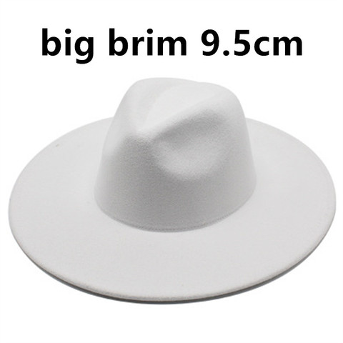 Fedora de sombreros de estilo clásico para hombre y mujer, gorros de estilo clásico de 9,5 cm, color sólido, formal, para iglesia y fieltro ► Foto 1/6