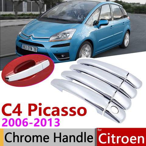 Para Citroen Grand C4 Picasso 2006 ~ 2013 cromo cubierta de la manija de la puerta de coche accesorios pegatinas Trim Set 2007 de 2008 a 2009 2010, 2011, 2012, ► Foto 1/6