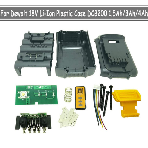 Funda de plástico para batería de ion de litio, carcasa de herramienta de carga de PCB para Dewalt 18V 20V 1.5Ah 3.0Ah 4.0Ah 6.0Ah DCB200 DCB201 DCB204 ► Foto 1/6