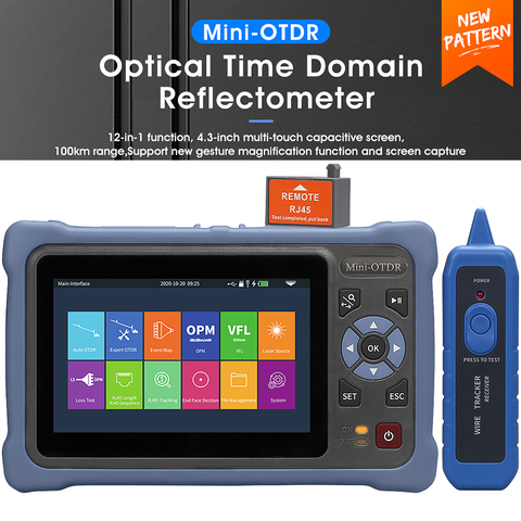 AUA800-reflectómetro de fibra óptica 900 328 Mini OTDR 1310/1550nm 26/24dB, pantalla táctil, VFL OLS OPM, mapa de eventos, probador de Cable Ethernet ► Foto 1/6