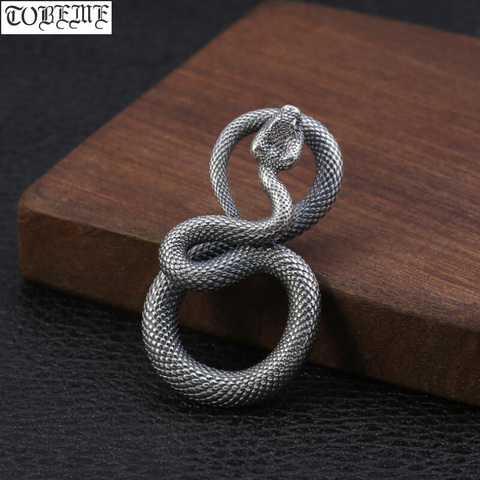 Colgante Vintage de serpiente para hombre, Plata de 100% 925, Plata de ley, serpiente, joyería Punk ► Foto 1/6