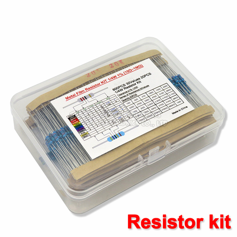 Paquete de resistencias de película metálica, kit de resistencias de película metálica de bricolaje, resistencia de anillo de colores (10 Ohmios ~ 1 M ohm), 30 valores * 20 piezas uds, 600 1% W ► Foto 1/4