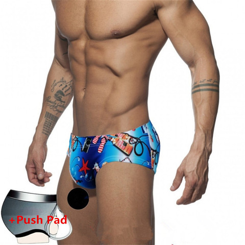 Bañador Sexy con almohadilla de realce para hombre, traje de baño estampado, calzoncillos de cintura baja, bañadores de verano, ropa de playa de secado rápido ► Foto 1/6