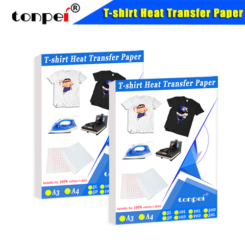 Papel de transferencia térmica para camisetas A3 A4, telas de algodón de color claro/oscuro 100%, diseño de estampado de inyección de tinta ► Foto 1/6