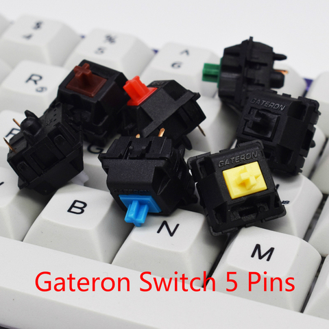 Gateron-interruptor KS-3 para teclado mecánico, dispositivo Original de 5 pines, compatible con GK61 GH60, disponible en negro, rojo, marrón, azul, verde claro y amarillo ► Foto 1/4