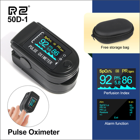 Oxímetro de dedo portátil RZ, pulseoxímetro de huella dactilar, equipo médico con pantalla OLED, pulsómetro Spo2 PR ► Foto 1/6