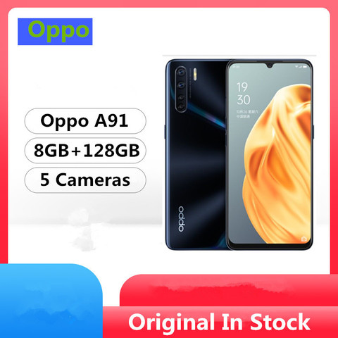 Oppo-teléfono inteligente A91, teléfono móvil Original con Android 9,0 so, procesador Helio P70, pantalla de 6,4 pulgadas, x 1080 2400, 8GB RAM, 128GB ROM, cámara de 48.0MP, 5 cámaras, reconocimiento de huella ► Foto 1/5