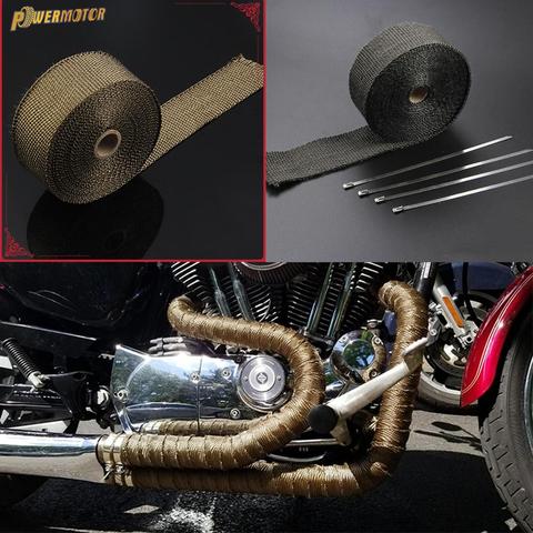 Cinta de escape térmica para coche y motocicleta, 5cm x 5m, cinta de calor de escape, envoltura de tubería, escudos envolventes, cabezal múltiple, rollo de aislamiento ► Foto 1/6