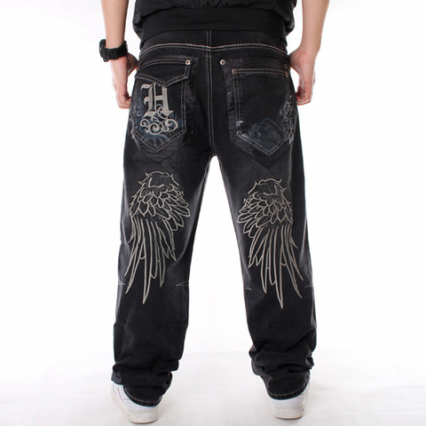 Hombre Pantalones Hiphop skate pantalones Denim Pantalones Hip Hop Rap hombre negro pantalones de gran tamaño 30-46 ► Foto 1/4