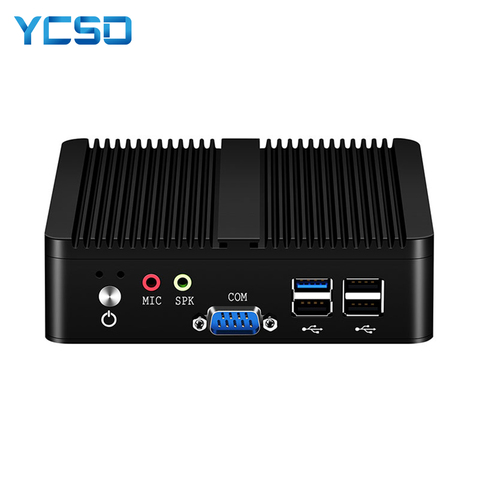 YCSD-Mini PC sin ventilador, micro computadora con versiones LAN y dual, Celeron N2810 y J1900, con soporte para Windows 7 y 10, con WIFI, HDMI, USB, HTPC, escritorio, 2x gigabit, nuc ► Foto 1/6