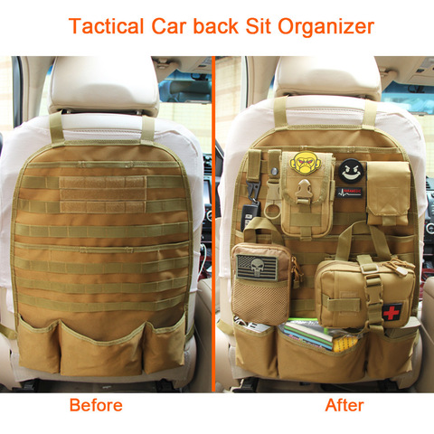 Universal Tactical Car mochila para asiento Molle organizador funda de asiento bolsa al aire libre caza bolsillos accesorios tácticos bolsa de almacenamiento ► Foto 1/6