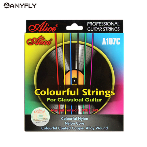 Alice A107C colores cuerdas de Guitarra clásica Nylon colorida Coated herida aleación de cobre clásica Guitarra cuerdas ► Foto 1/6