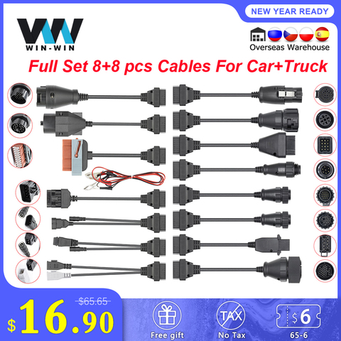 Set completo de 8 Cables de extensión de conector OBD OBD2 OBD a OBD2 herramienta de escáner de diagnóstico de coche para Scania para BMW Scanner ► Foto 1/6