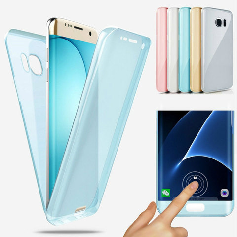 De Lujo suave 360 cubierta de silicona caso para Samsung Galaxy A6 A8 J4 J6 A7 2022 A750 S9 S8 más S7 borde A3 A5 J3 J5 J7 2016, 2017 ► Foto 1/6