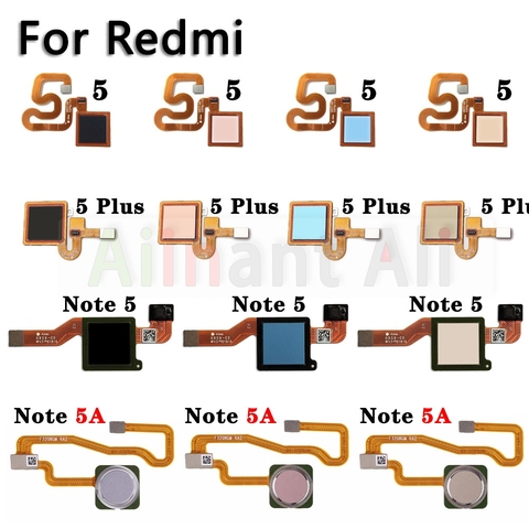 Botón de inicio Original para Xiaomi Redmi Note 5, 5A Pro Prime Plus, Cable flexible con Sensor de huella dactilar, ID táctil trasera ► Foto 1/5