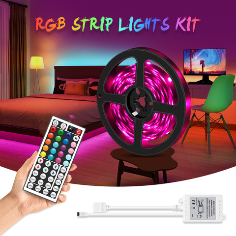 Tira de luz LED RGB 5050 para sala de estar, kit completo de iluminación de 12V de CC, 5, 10 y 20 m, para cama y cocina ► Foto 1/6