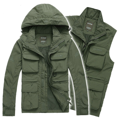 Chaqueta militar desmontable de manga de marca para hombre, chaqueta impermeable a prueba de viento, abrigo táctico de camuflaje de talla grande 4XL ► Foto 1/6