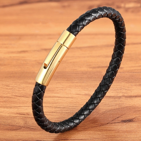 TYO nuevo acero inoxidable superior trenzado pulseras para Mujeres Hombres pulseras de cuero genuino y brazaletes especial fiesta de cumpleaños de la joyería ► Foto 1/6