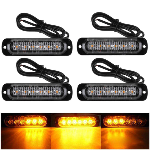 Luces LED de posición lateral ámbar recuperación coche 12V 24V led barra de iluminación parrilla naranja luces estroboscópicas de emergencia ► Foto 1/6